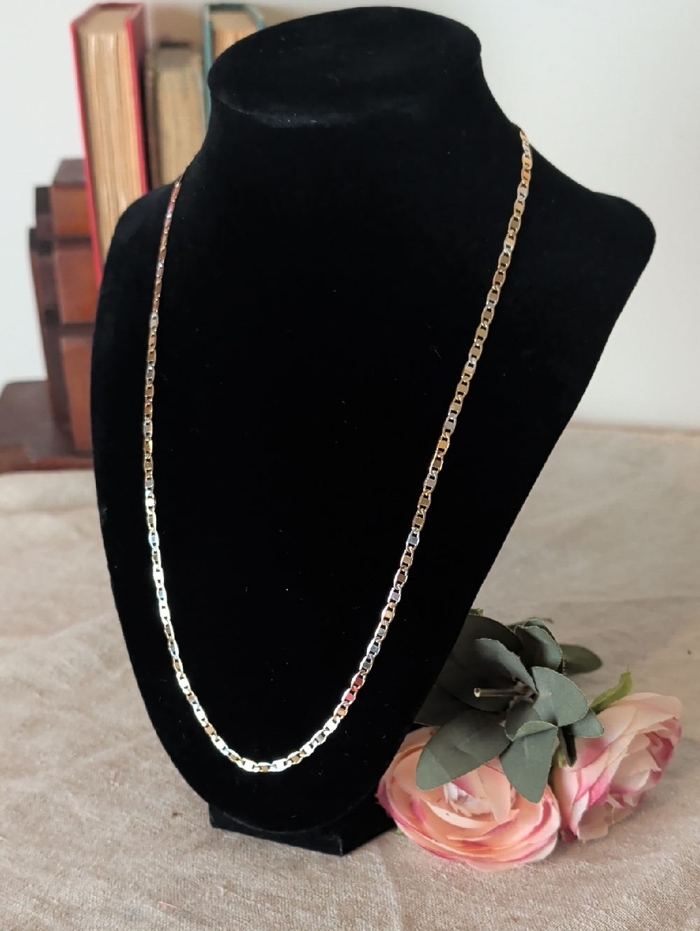 FJ Fallon Gold Tone Women's Figaro Link Necklace Everyday Wear